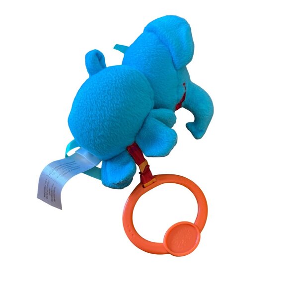 Bright Starts Plush Blue Elephant Baby Toy Orange Teething Ring Ribbon Tail 6" - Picture 3 of 4